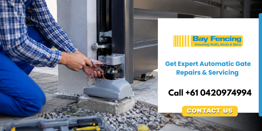 Contact Bay Fencing for expert automatic gate repairs, electric gate repair in Brisbane, and sliding gate services in Brisbane